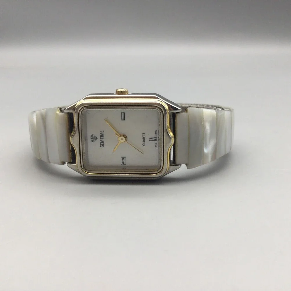 Vintage Gemtime Quartz Watch Womens 21mm Silver Gold Tone MOP Dial New Battery - Picture 8 of 14